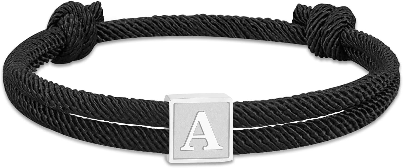 Zocomi Easter Basket Stuffers - Rope Initial Bracelet for Men Boys, Stainless Steel A-Z Letter Ch... | Amazon (US)
