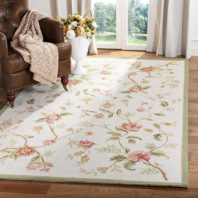 SAFAVIEH Chelsea Collection Accent Rug - 3'9" x 5'9", Ivory, Hand-Hooked French Country Wool, Ide... | Amazon (US)
