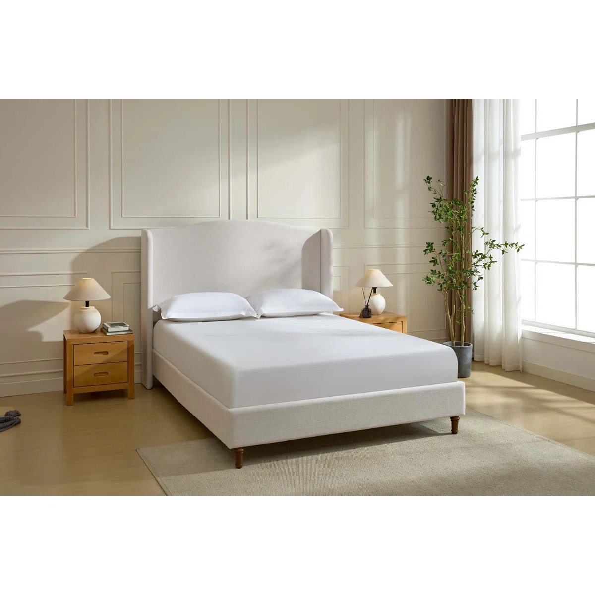 Kokoruda Tall 54" Headboard Upholstered Wingback Bed | Wayfair North America