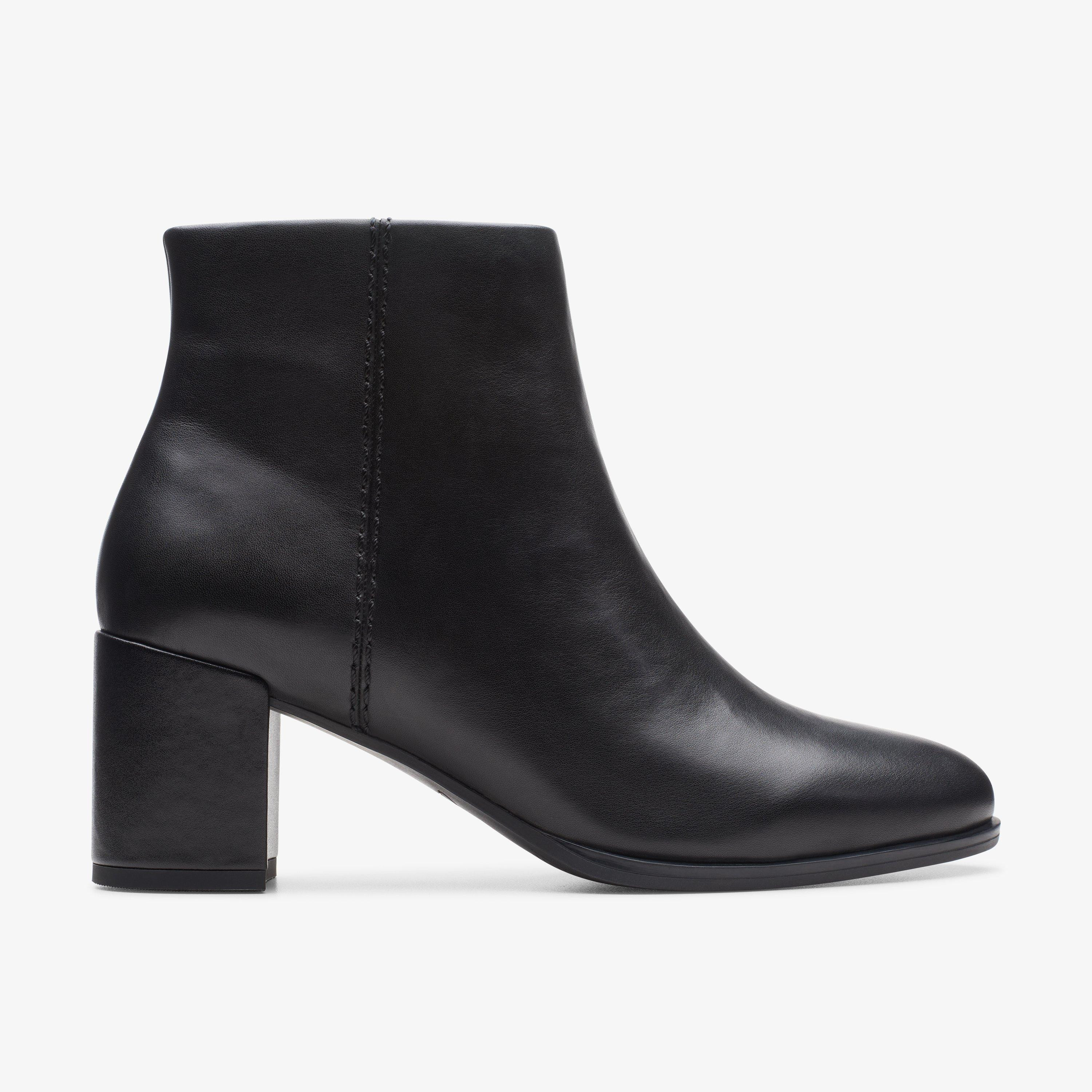 WOMENS Freva 55 Zip Black Leather Ankle Boots | Clarks US | Clarks (US)