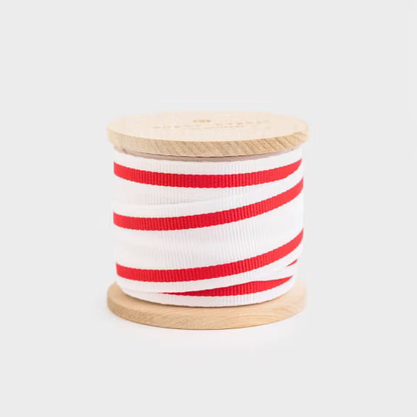 1" x 5yd White with Red Grosgrain Ribbon - Sugar Paper™ | Target