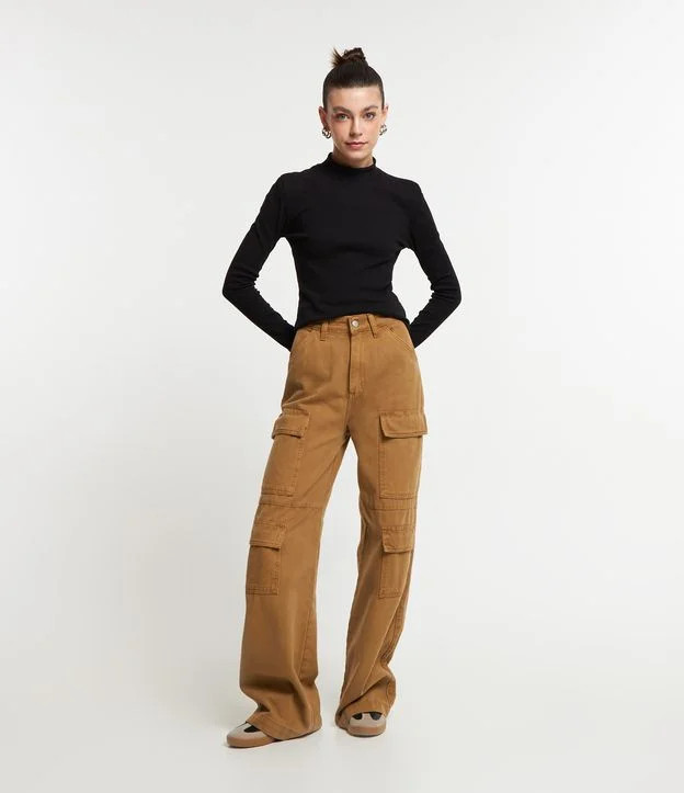 Blusa em Algodão com Manga Longa e Gola Alta Preto | Renner (BR)