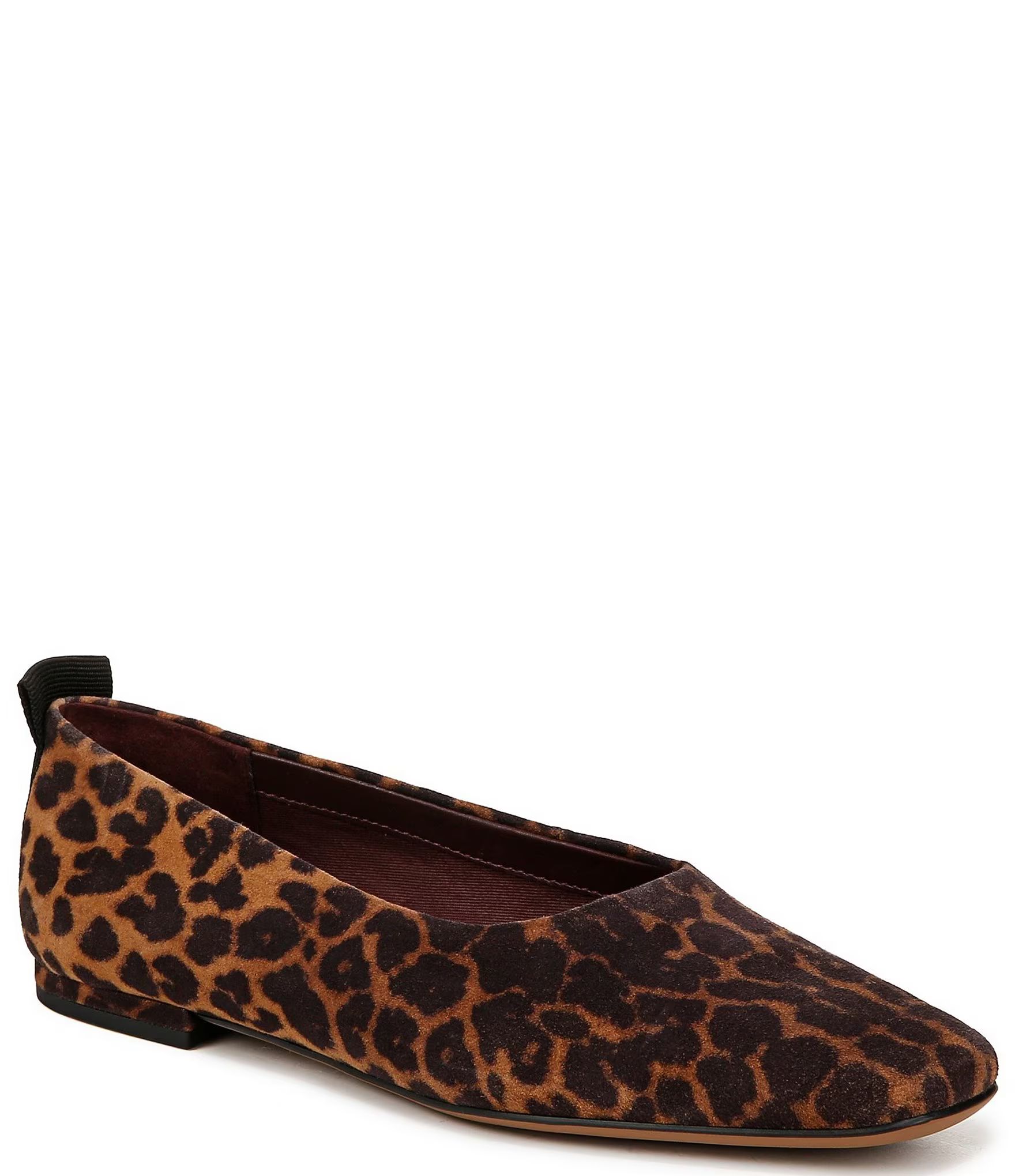 Vana Leopard Print Suede Square Toe Flats | Dillard's