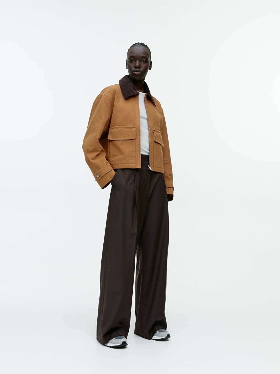 Wide Wool-Blend Trousers - Dark Brown - ARKET GB | ARKET (US&UK)