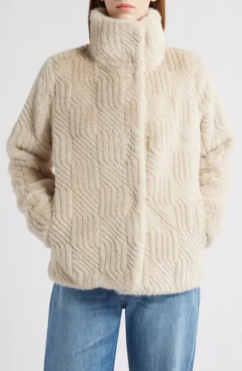 Square Pattern Faux Fur Coat | Nordstrom