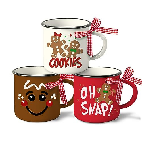 Paayna Christmas Gingerbread Man Mini Coffee Mug Set of 3, Xmas Cookies Oh Snap 5 oz Mini Coffee Cups for Tiered Tray Decor, Funny Winter Holiday Kitchen Coffee Bar Decorations Housewarming Gift | Amazon (US)