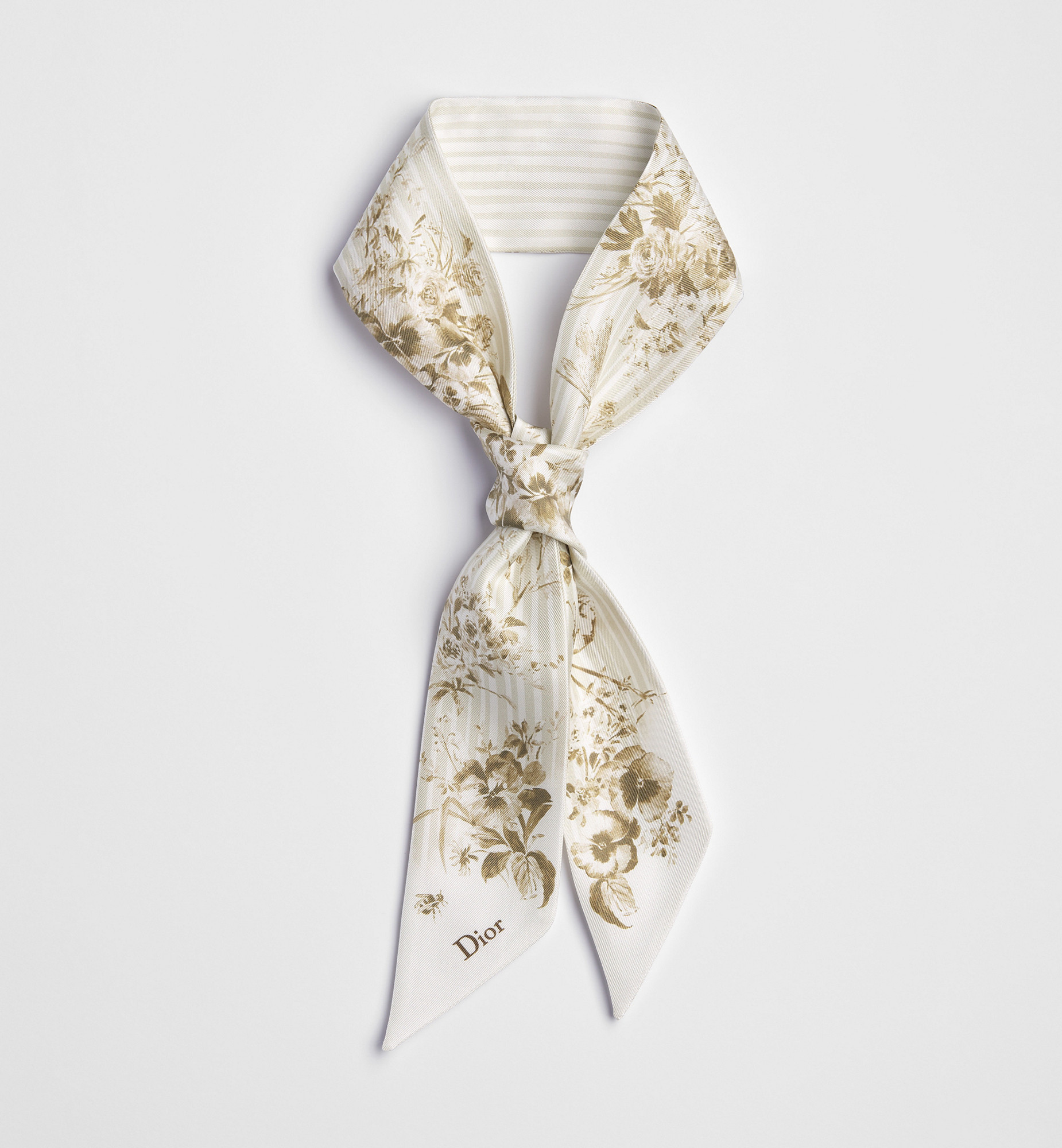 Dioriviera Toile de Jouy Floral Garden Mitzah Scarf White and Beige Silk Twill | DIOR | Christian Dior Parfums UK