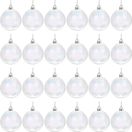 24 Pcs Iridescent Christmas Ornaments Balls Clear Plastic Ornaments for Crafts with Thread Tree Decorations for Holiday Party (1.6 Inch) | Walmart (US)