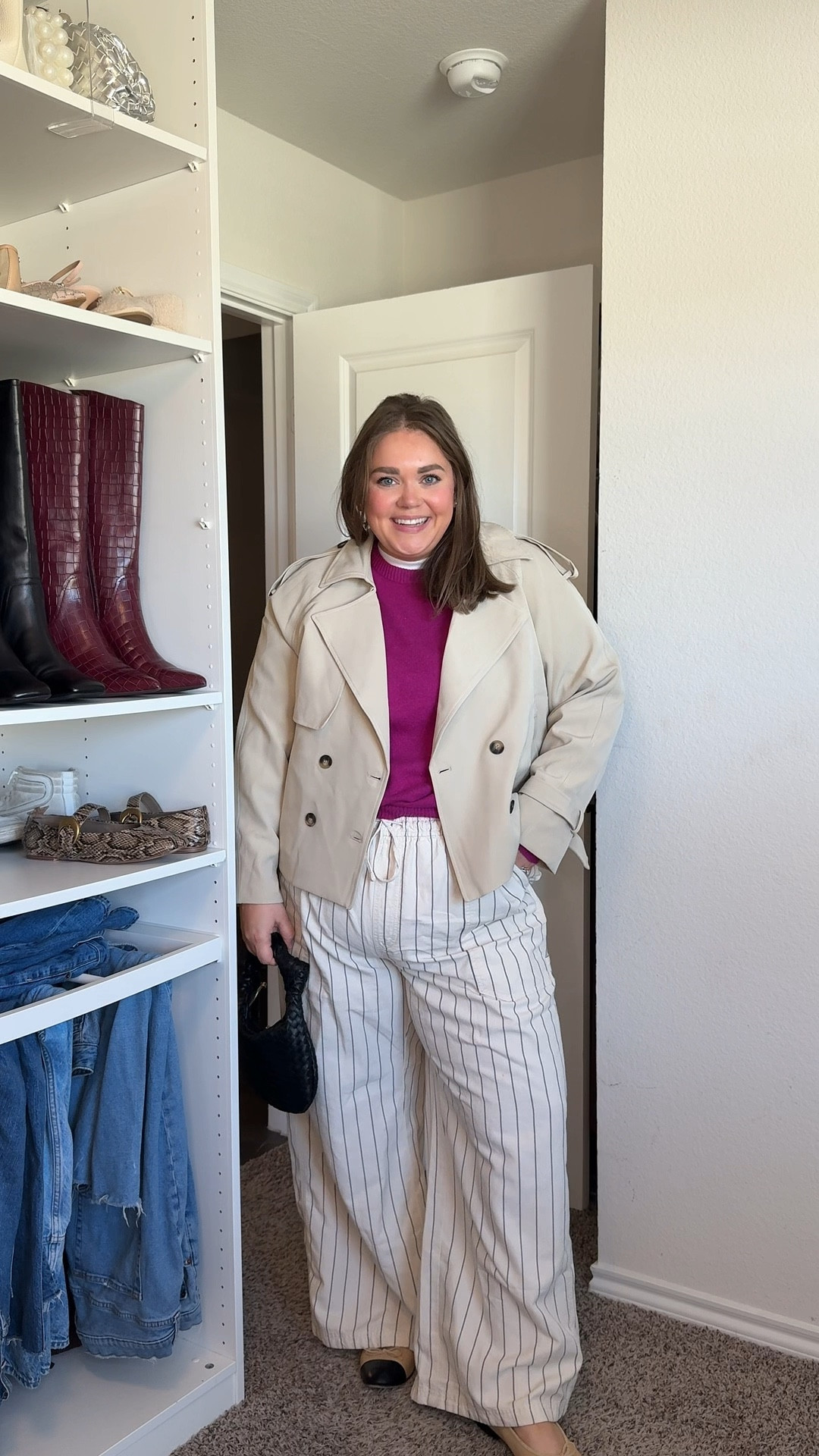 Thanksgiving outfit idea. Wearing xxl in trench jacket. Wearing xl in pants and white layering tee. Wearing 2x in sweater 

#LTKPlusSize