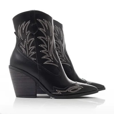Bota Country Western Cris Costura Estilizada Salto Madeira Preto | Dafiti (BR)
