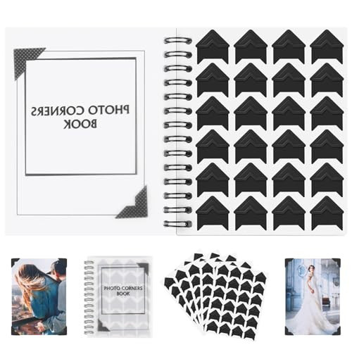 GOONAVI 15 Sheets 360 PCS Black Acid-free Photo Corners Notebook, Self-Adhesive Photo Corners for DIY Photo Album Journal, Photo Corner Stickers for Trip Journal Memory Book | Amazon (US)