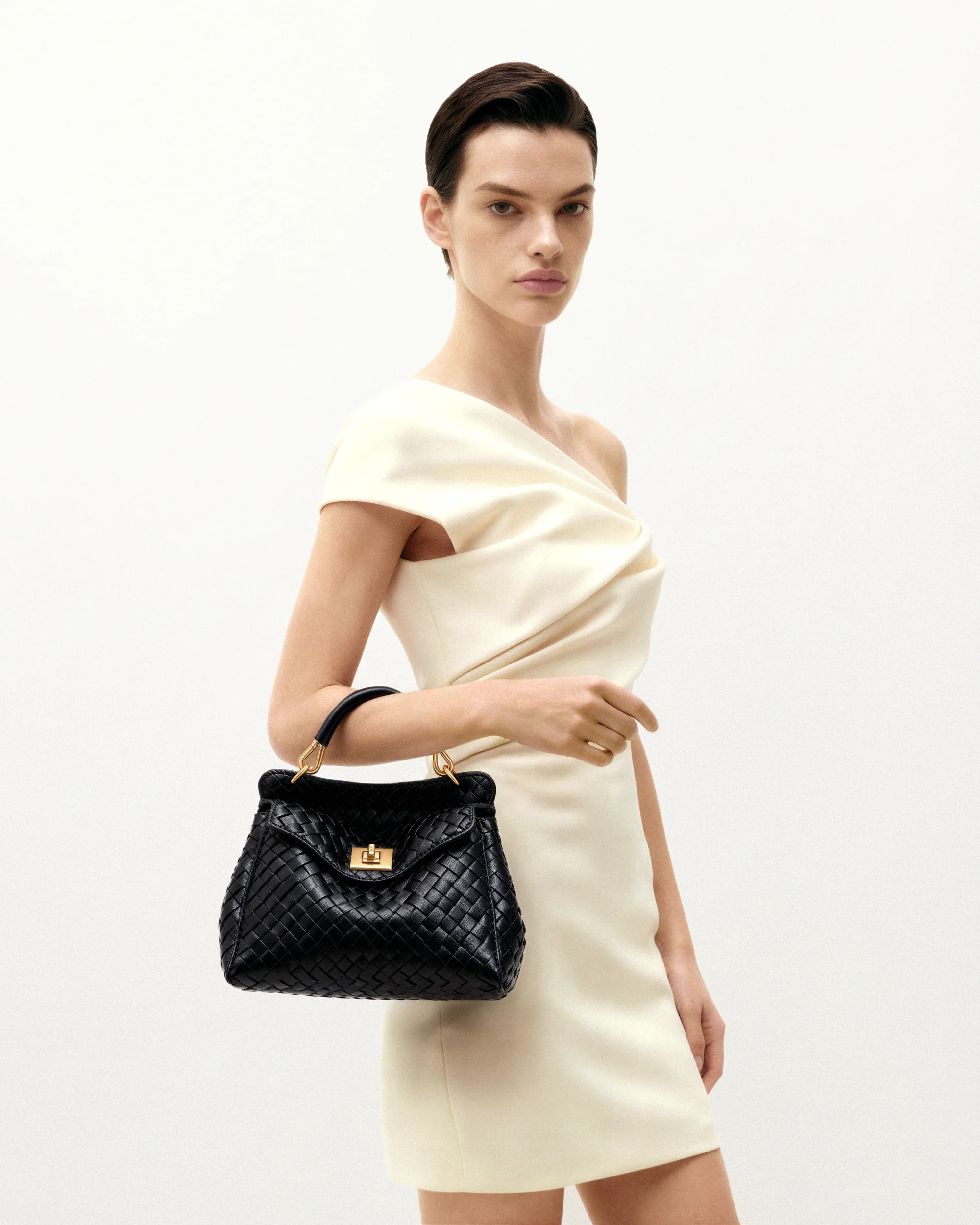 Lucia Classic Top Handle Woven Bag - Black | JW PEI US
