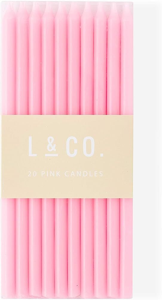 l&co 20 Count Tall Skinny Pink Birthday Cake Candles for Birthday Wedding Party Cakes Decorations | Amazon (US)