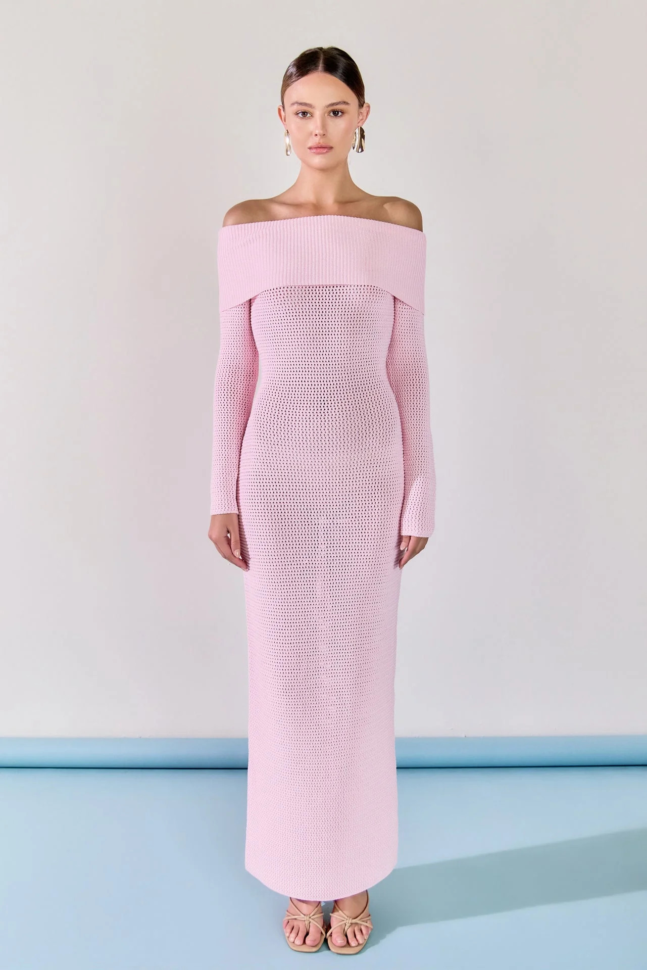 Off-the-Shoulder Long Sleeve Midi Dress | OBJECTRARE