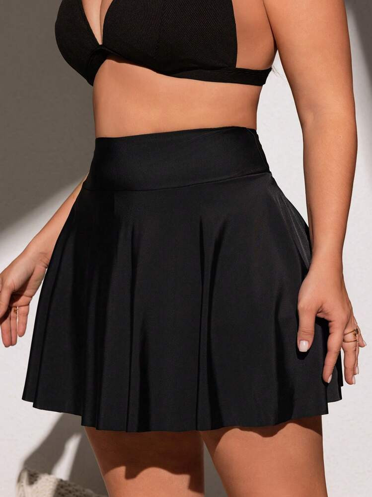 Swim Lushoire Plus Size Women's Solid Color Bikini Skirt Bottom With Large Pocket,Summer Beach | SHEIN