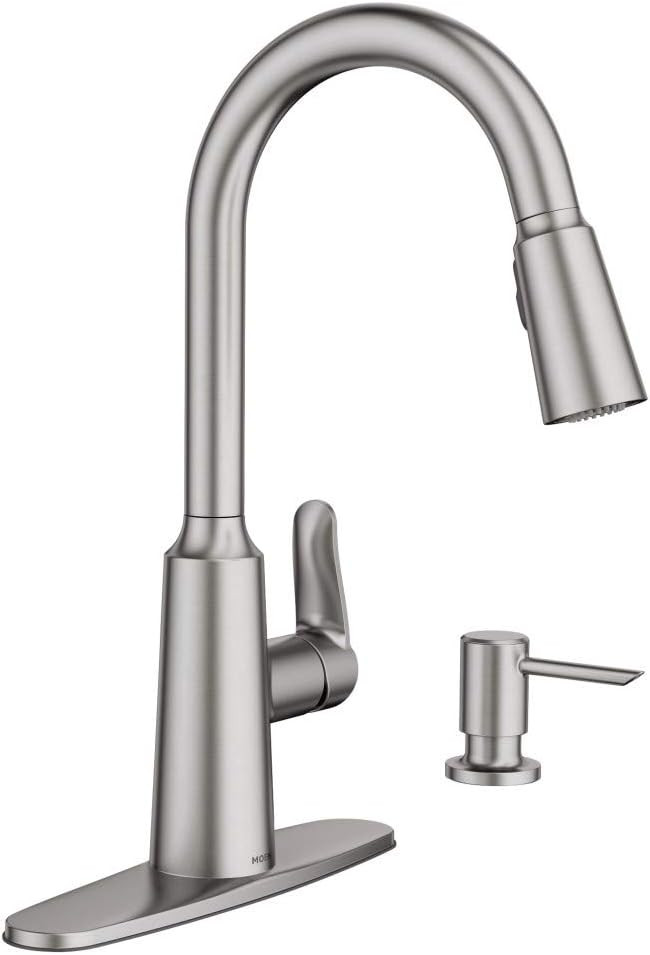 Moen 87028SRS Edwyn Spot Resist Sta Inless 1Handle Deck Mount Pulldown Kitchen Faucet, Stainless ... | Amazon (US)