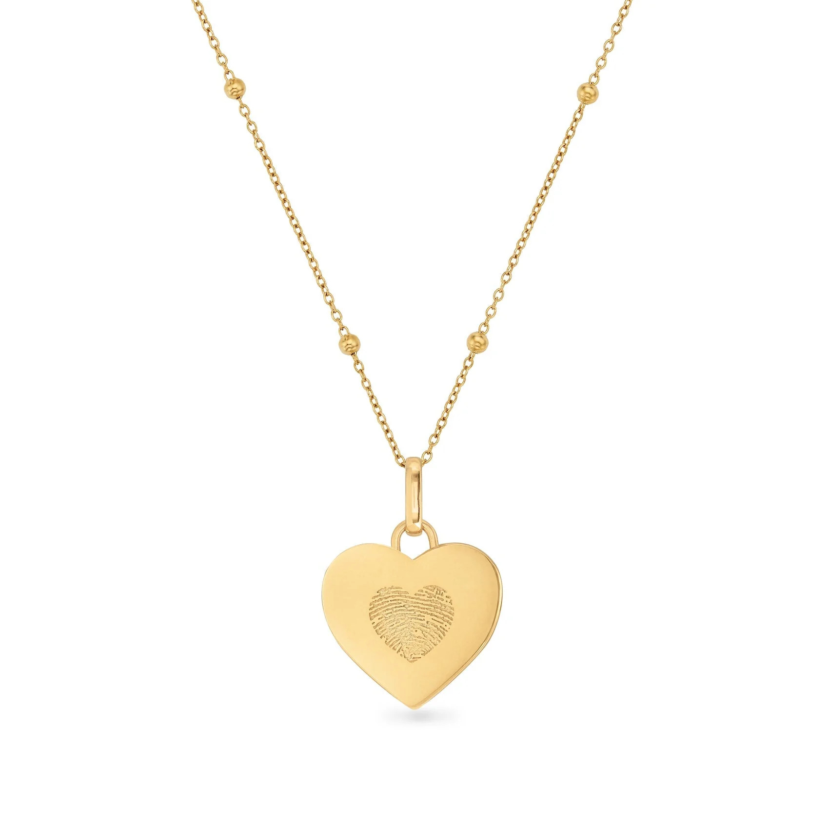 Uniquely Yours Fingerprint Heart Necklace - Single Fingerprint (Gold) | Abbott Lyon