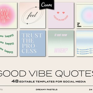 GOOD VIBE QUOTES Instagram Template Canva | Mindfulness Quotes | Ig Story Template | Classy Insta... | Etsy (CAD)