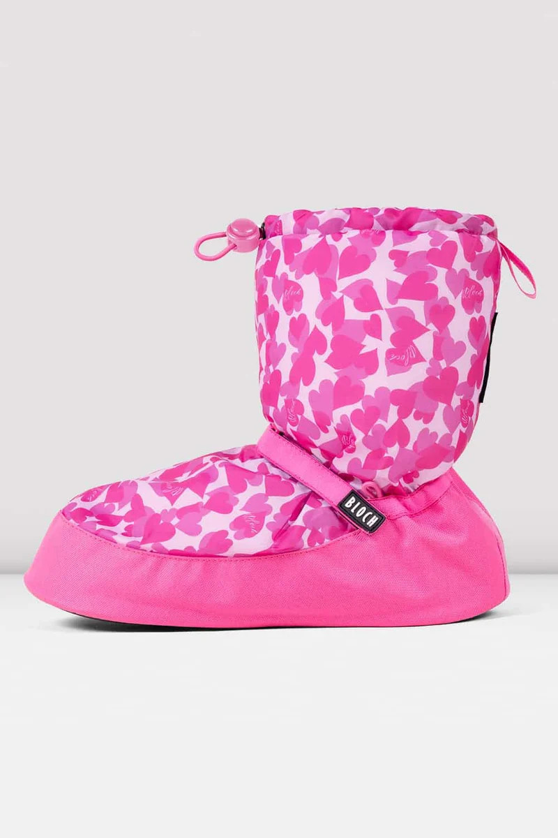 Adult Confetti Hearts Print Warm Up Booties, Pink | Bloch UK, US & EU