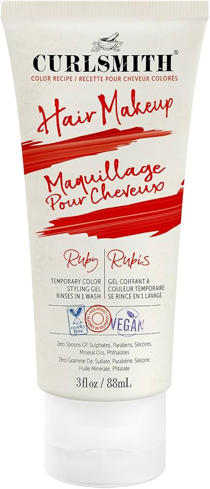 CURLSMITH - Hair Makeup - Vegan Temporary Hair Color and Styling Gel (Ruby, 3 fl.oz) | Amazon (US)