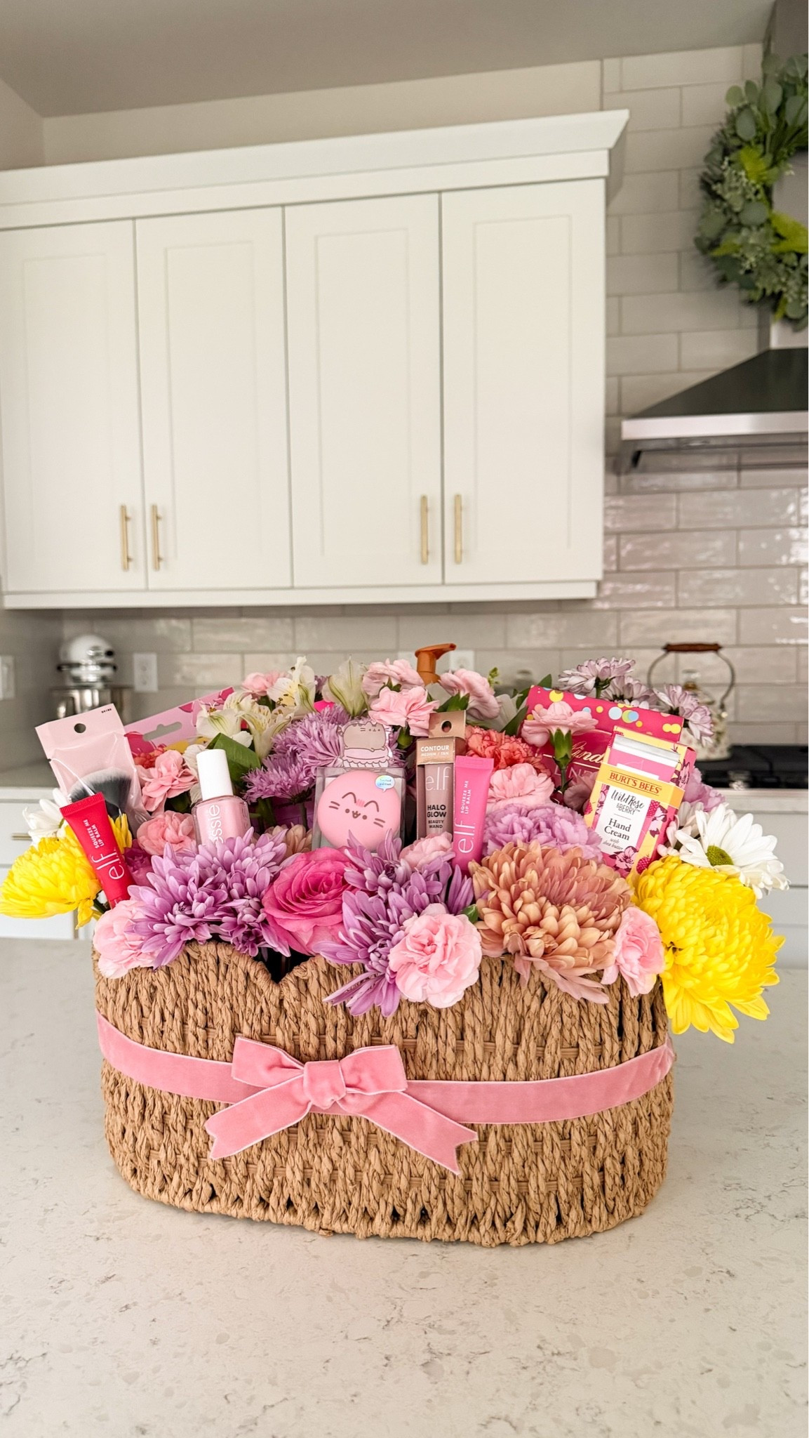 Bloom basket gift idea! FLOWER FOAM + SCALLOP BASKET SET! 

It comes in a set of two and I used the smaller size! Going to use the bigger one in the girls' room

Tape, beauty products, bamboo skewers, primer, brush, lip balm, nail polish

#LTKbeauty #LTKsummer #LTKgiftguide