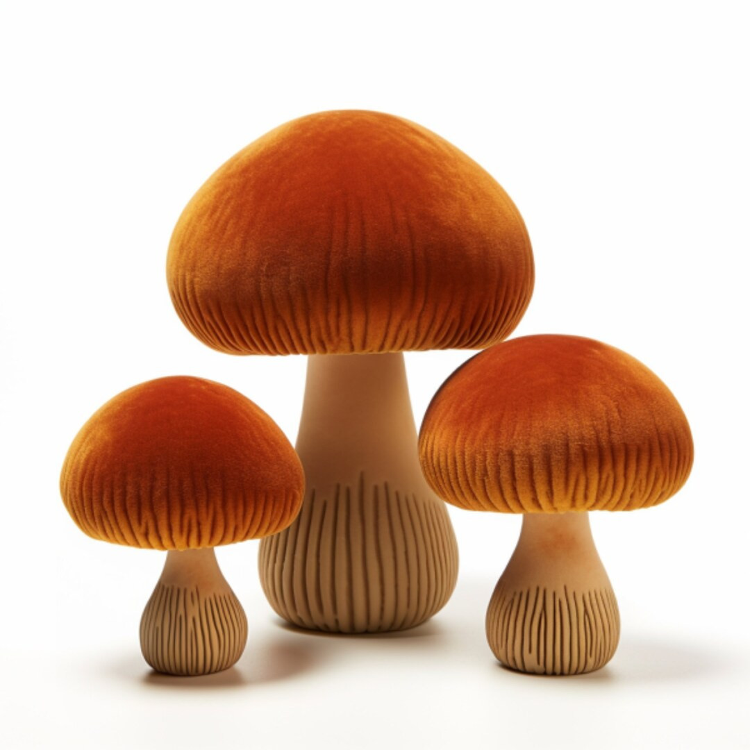 3 Burnt Orange Velvet Gold Mushrooms, Mushroom Decor, Woodland Nursery for Boys, Tiered Tray Deco... | Etsy (US)