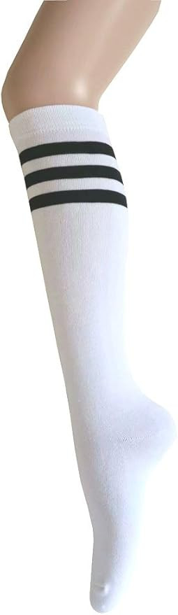 Roller Skate Retro Knee High Triple Stripes Tube Combed Cotton Socks In Multi-Colors | Amazon (US)
