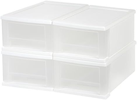 IRIS 7 Quart Stacking Drawer, 4 Pack, White | Amazon (US)