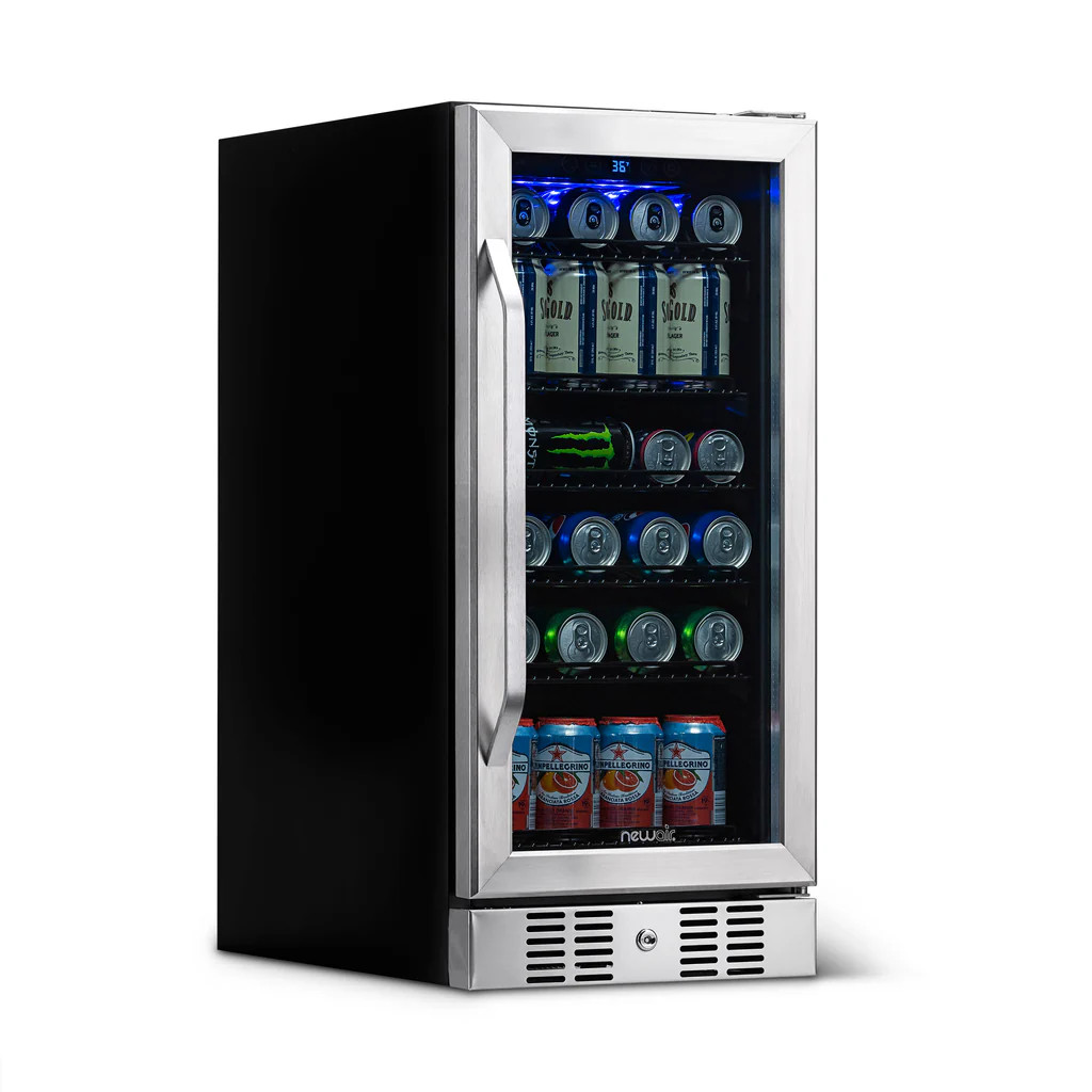 Newair 15” Built-in 96 Can Beverage Fridge in Stainless Steel | NewAir