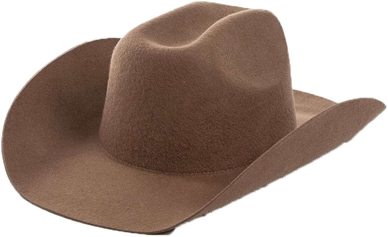 100% Wool Western Cowboy Hat Women Men Felt Cowgirl Hat Outdoor Sunshade Fedoras Top Hat | Amazon (US)