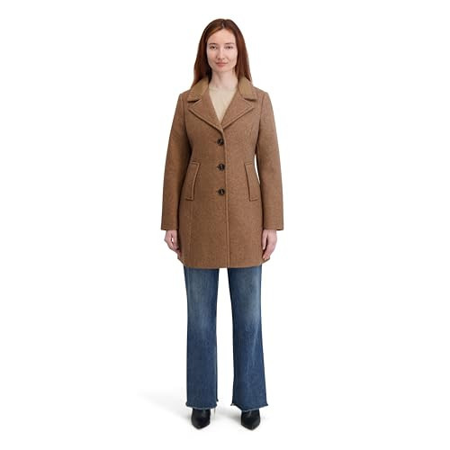 Nautica Women's Soft Faux Wool Peacoat –Long Winter Coat, Double-Breasted, Welt Pockets, Taupe, Medium | Amazon (US)