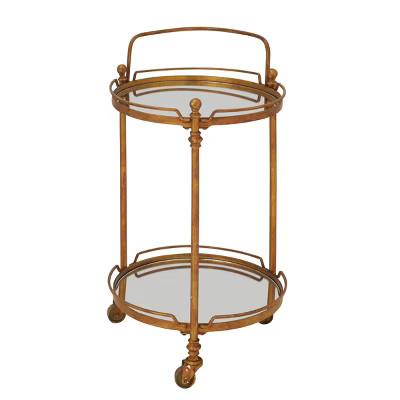 Traditional Iron and Mirrored Bar Cart Brass - Olivia & May | Target