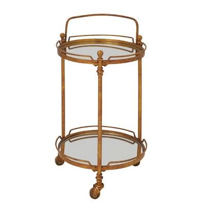 Traditional Iron and Mirrored Bar Cart Brass - Olivia & May | Target