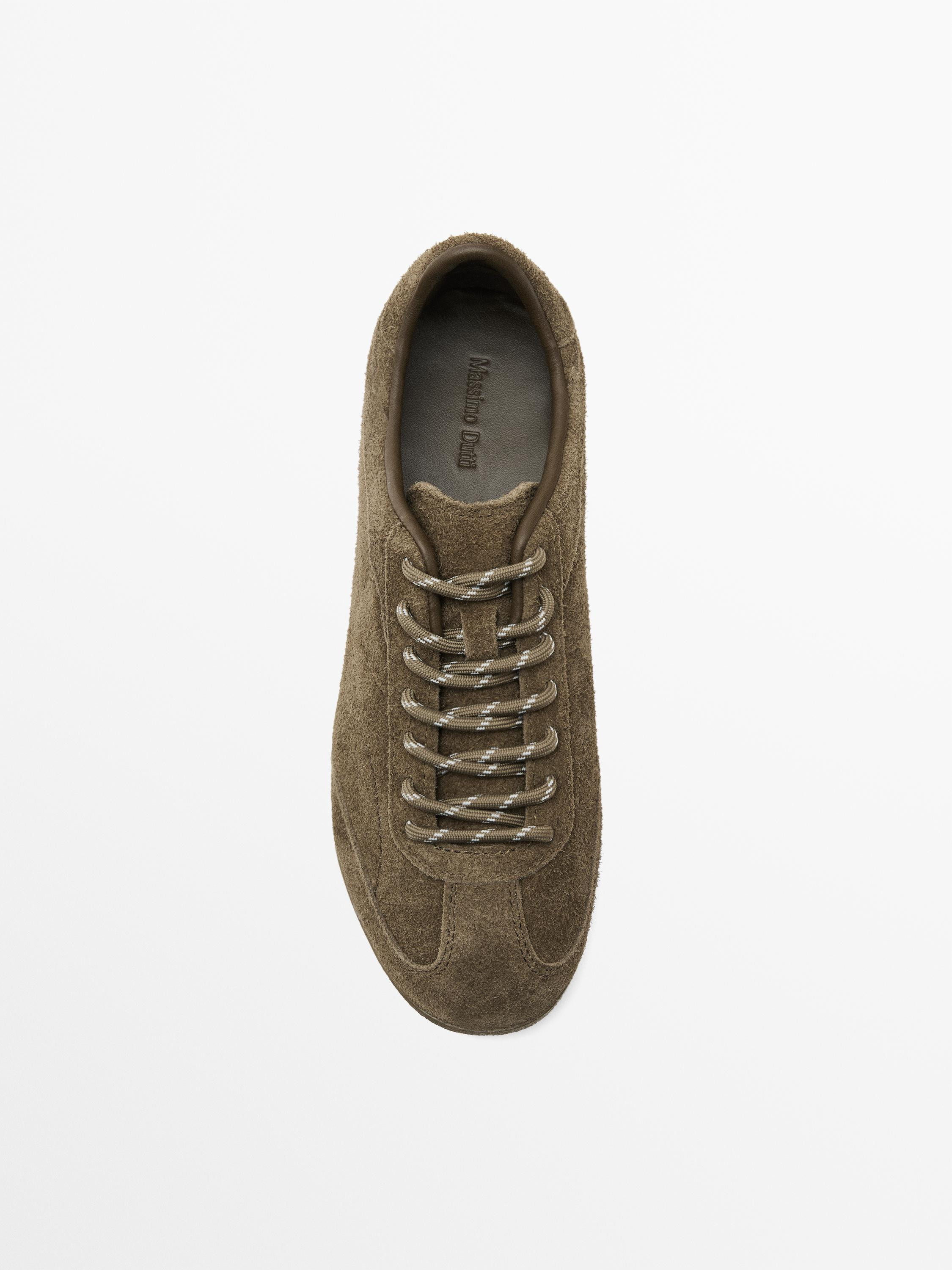Split suede leather trainers | Massimo Dutti UK