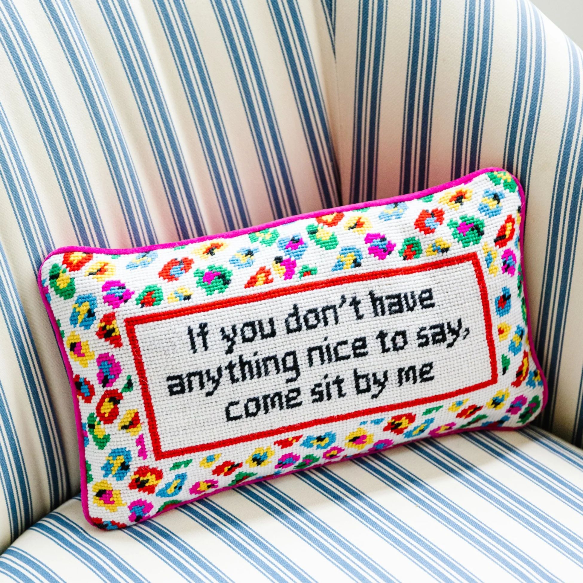 Furbish Studio - Come Sit By Me Needlepoint Pillow | Furbish Studio