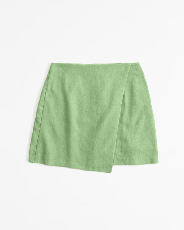 Women's The A&F Scarlett Linen-Blend Wrap Mini Skort | Women's Bottoms | Abercrombie.com | Abercrombie & Fitch (US)