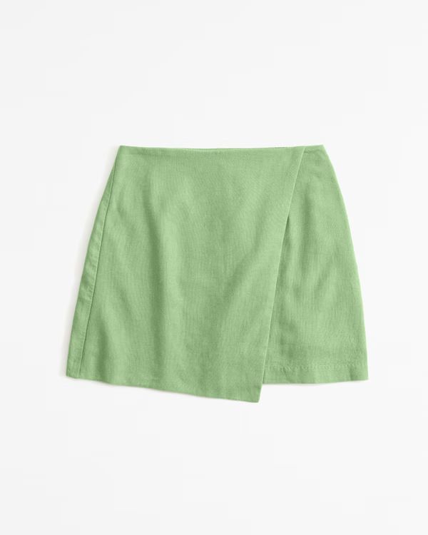 The A&F Scarlett Linen-Blend Wrap Mini Skort | Abercrombie & Fitch (US)