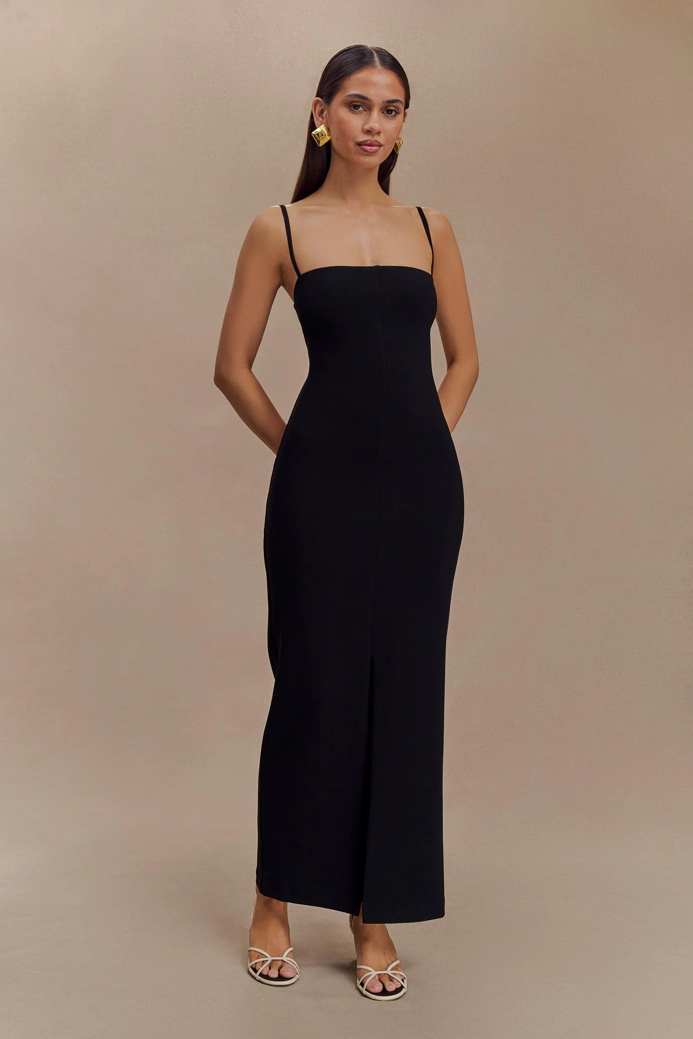 Delia Crepe Maxi Dress - Black | MESHKI US