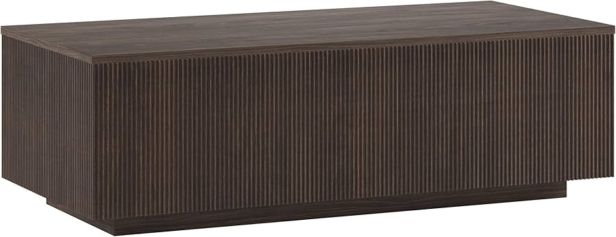 Henn&Hart 48" Fluted Rectangular Low-Profile Coffee Table with Ribbed Base for Living Room, Famil... | Amazon (US)