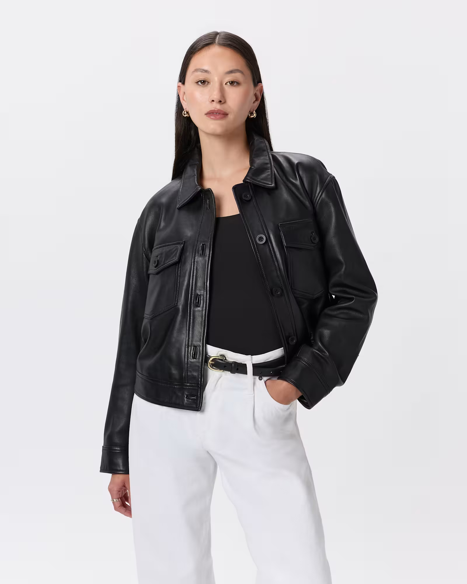 100% Leather Cropped Jacket | Quince
