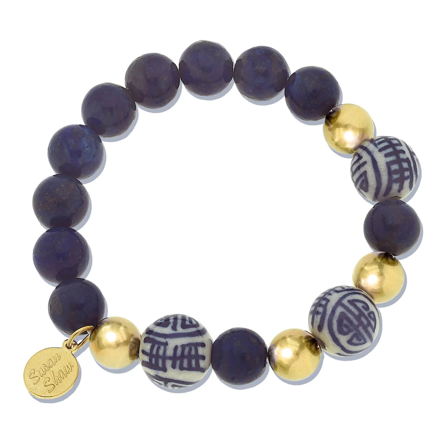Blue & White Lapis Stretch Bracelet | Susan Shaw