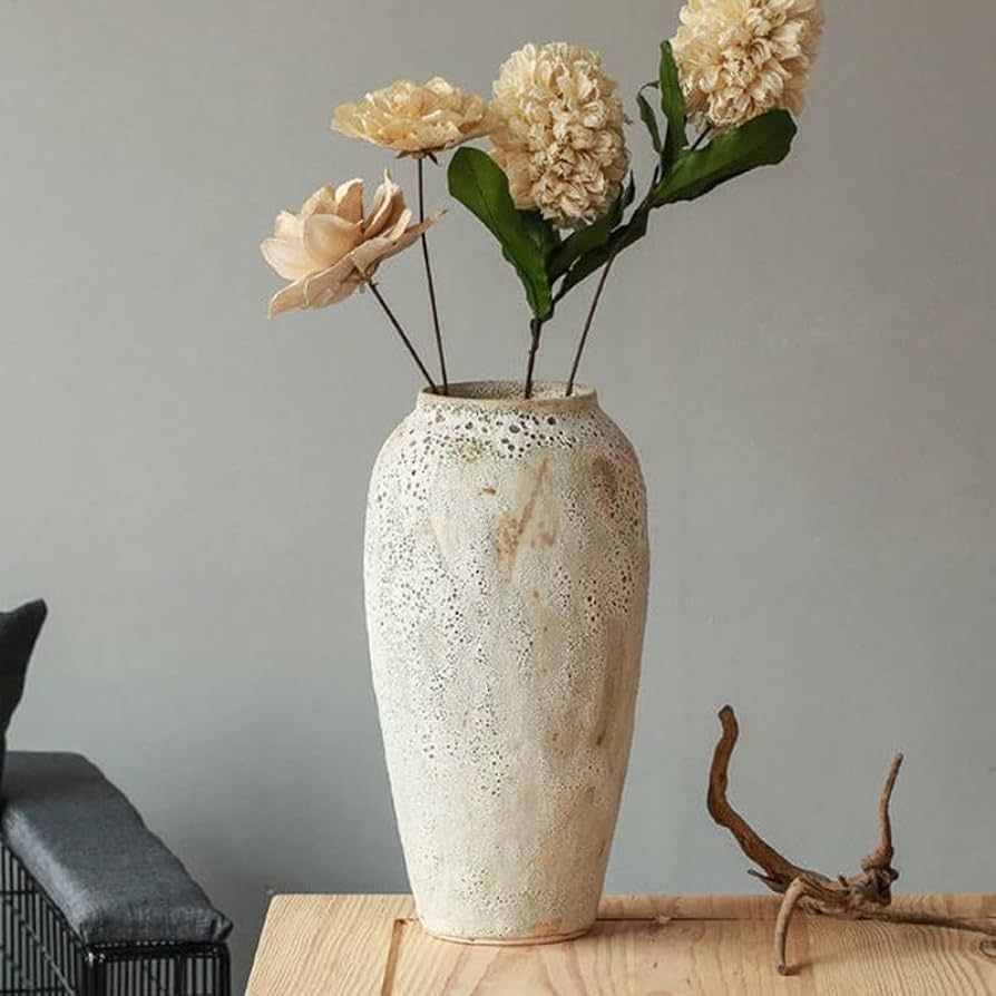 YSNCIDAN Ceramic Vase,Farmhouse Tall Vase,Rustic Home Deco Pottery, Minimalist Nordic Boho Style ... | Amazon (US)
