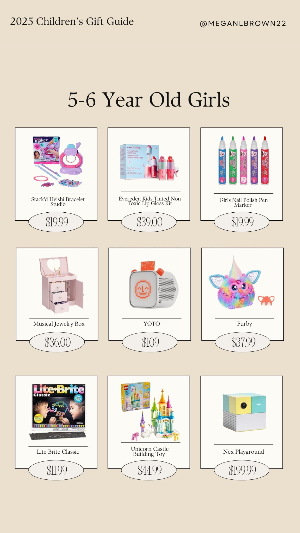 2025 gift guide for 5-6 year old girls this holidays season including toys, activities, makeup, electronics, etc. for the Christmas season #giftguide #toysforchristmas #christmasgiftideas #christmas 