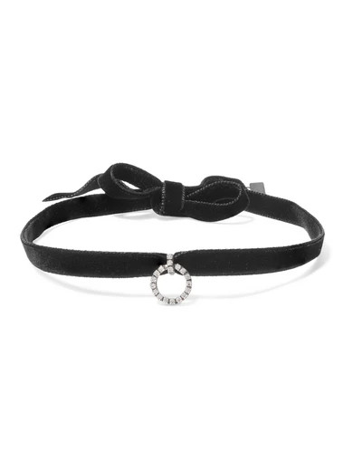 Vix velvet, silver-plated and Swarovski crystal choker | NET-A-PORTER (UK & EU)