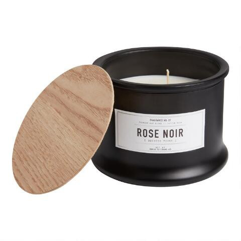 Matte Black Glass Rose Noir 2 Wick Scented Candle | World Market