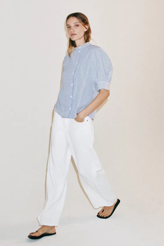 ZW COLLECTION BUTTON POPLIN SHIRT | Zara US