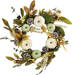 Amazon.com: Dolicer Thanksgiving Pumpkin Wreath, Autumn Fall Pumpkin Wreath with Pine Cone Berry,... | Amazon (US)