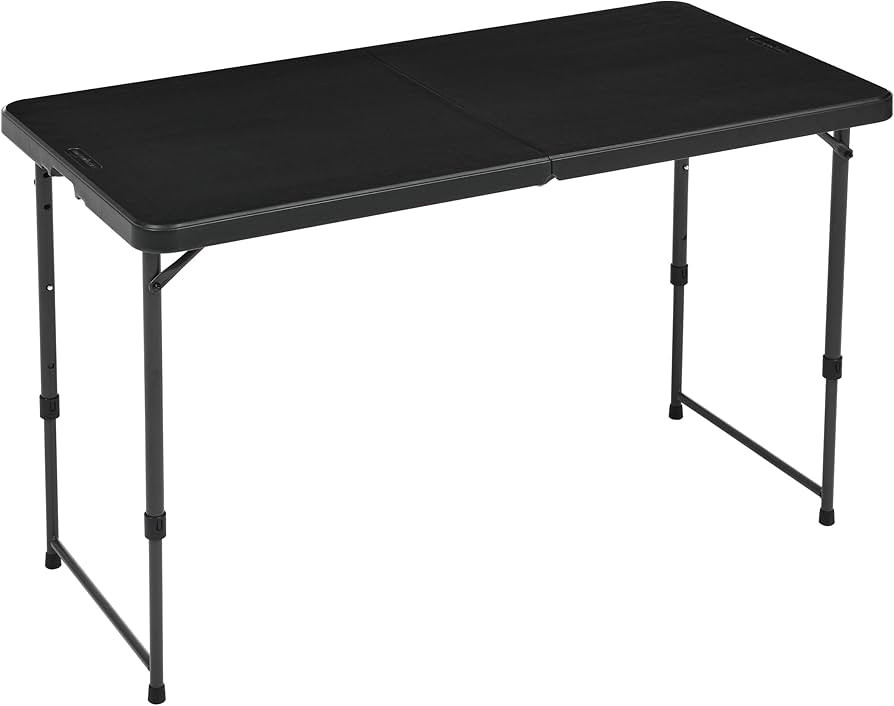 Amazon Basics Portable 4 Ft Rectangular Folding Dining Table, 4 Adjustable Height Settings, Space... | Amazon (US)