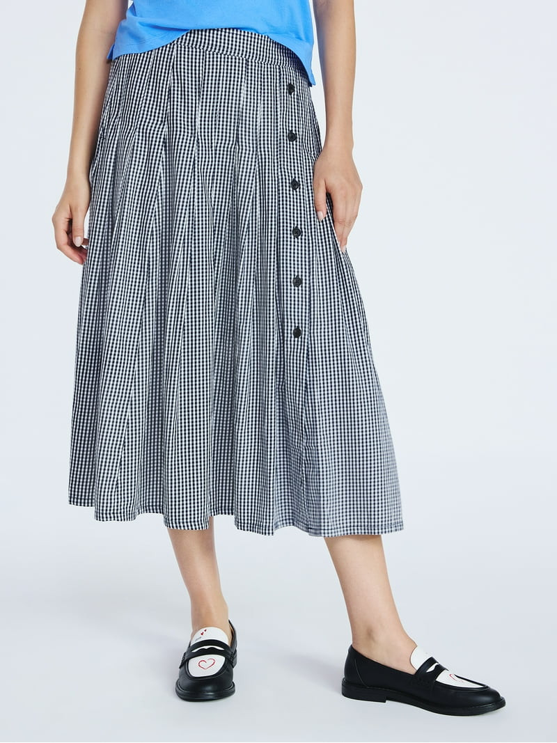 Free Assembly Women's and Women's Plus Pleated Cotton Maxi Skirt, Sizes XS-4X | Walmart (US)