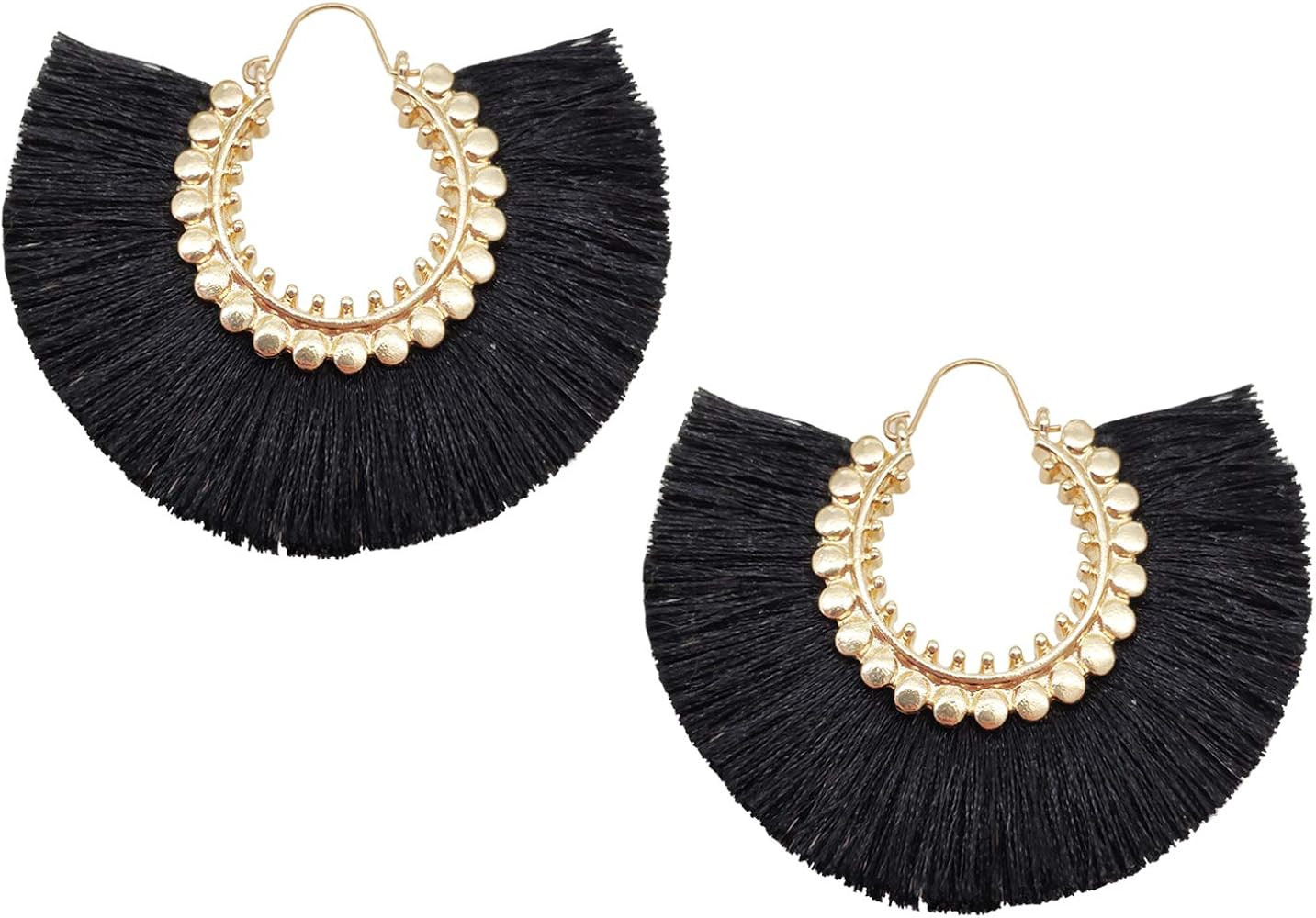 Tassel Hoop Earring Statement Thread Dangle Earrings Stylish Long Fringe Drop Earrings Lightweigh... | Amazon (US)